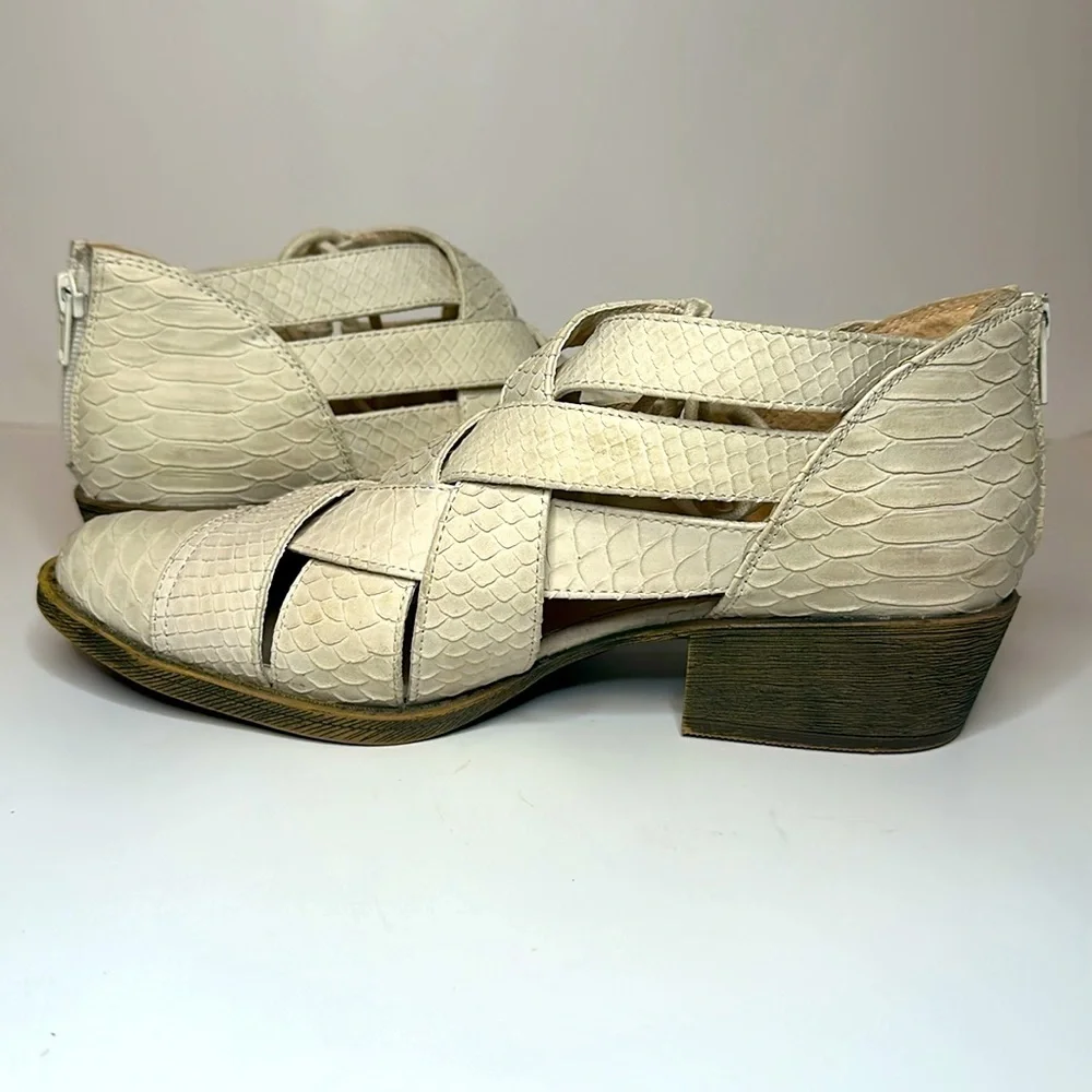 Coconuts by Matisse Lux Shootie Womens Shoes Size 9 Back Zip Side Ties Snakeskin - Picture 7 of 14
